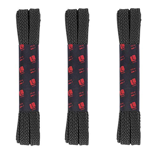 Lenzen 3 Pares Cordones Planos para Zapatos, Zapatillas de Deporte y Botas (120 cm, gris oscuro)