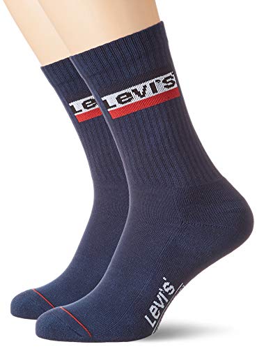 Levi's Levis 144ndl Regular Cut Sprtwr Logo 2p Calcetines, Azul (Dress Blue 198), 39/42 (Talla del fabricante: 039) para Hombre