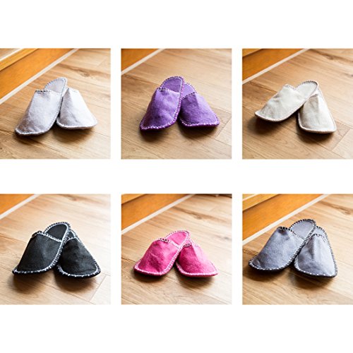 Levivo Set de zapatillas de estar por casa para invitados, 13 piezas: 6 pares de pantuflas de fieltro en 3 tamaños y bolsa de almacenamiento, pantuflas de fieltro para hombre/mujer, alta calidad