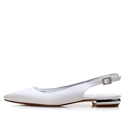 LGYKUMEG Punta Estrecha de Las Mujeres Tacones Mujer Abrochan Los Satén Zapatos para Novia Peep Toes Zapatos Boda Fiesta,Amarillo,36EU/5US/3UK