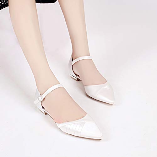 LGYKUMEG Punta Estrecha de Las Mujeres Tacones Mujer Abrochan Los Satén Zapatos para Novia Peep Toes Zapatos Boda Fiesta,Wine Red,36EU/5US/3UK