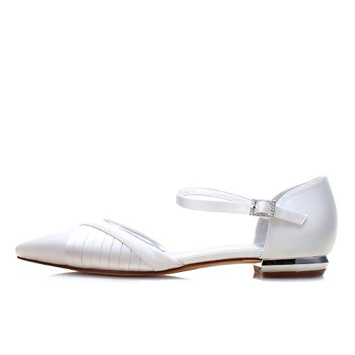 LGYKUMEG Punta Estrecha de Las Mujeres Tacones Mujer Abrochan Los Satén Zapatos para Novia Peep Toes Zapatos Boda Fiesta,Wine Red,36EU/5US/3UK