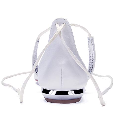 LGYKUMEG Zapatos Planos para Novia, Peep Toes Zapatos Boda Fiesta Mujer Abrochan Los Satén Zapatos para Novia Primavera Verano Zapatos de Boda,Plata,39EU/8US/6UK