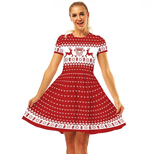 ღLILICATღ Años 50 Hepburn Vintage Navidad Swing Vestidos De Fiesta Mujer Elegantes Vestido para Mujer Sexy Casual Notas Impresas Vestidos de Mujer Navidad Cóctel Playa Evening Prom Ceremonia de Boda