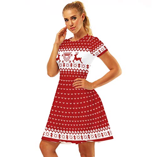 ღLILICATღ Años 50 Hepburn Vintage Navidad Swing Vestidos De Fiesta Mujer Elegantes Vestido para Mujer Sexy Casual Notas Impresas Vestidos de Mujer Navidad Cóctel Playa Evening Prom Ceremonia de Boda