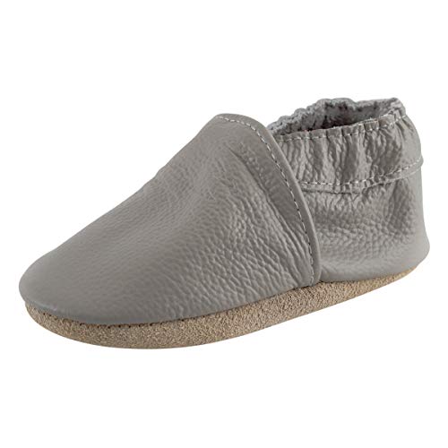 Lindos Cuero Suave Zapatos de Bebe Zapatillas Pantuflas Infantiles Patucos 0-3 Años (Gris, 18)