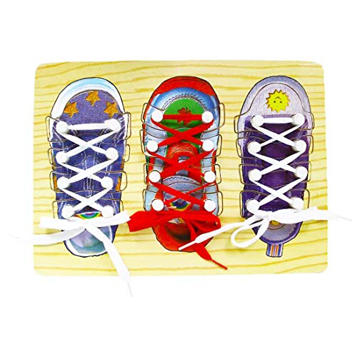 Linian Madera Zapato Cordones, Juguetes Zapatos de Cordones del Niño, Threading Tablero Juego Puzzle Juego niños Mano Ojo coordinación Habilidad Juguete temprano Aprendizaje Regalo