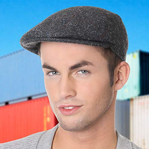 Lipodo Gorra Estampado a Cuadros - Gorra con Lana Forrada - Made in Italy - Tallas 49-61 cm - Gorra de Hombre con Pico - Gorra otoño/Invierno Verde Oliva 60 cm