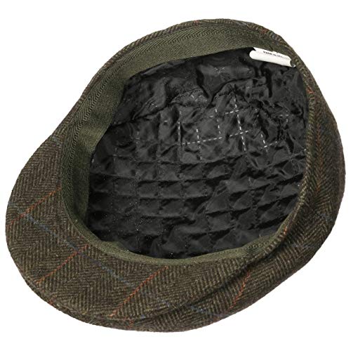 Lipodo Gorra Estampado a Cuadros - Gorra con Lana Forrada - Made in Italy - Tallas 49-61 cm - Gorra de Hombre con Pico - Gorra otoño/Invierno Verde Oliva 60 cm