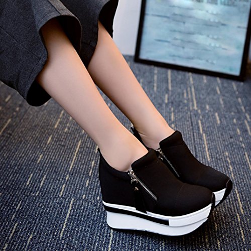 Liquidación! Cubre Covermason Botas Zapatos de plataforma Slip On Botines Zapatos casuales de moda(40 EU, Negro)