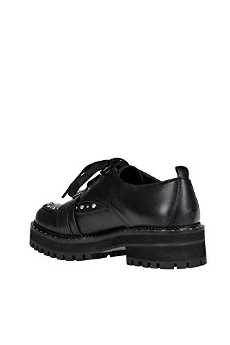 Liu Jo S68095 Pink 04 - Zapatillas de piel negra con hebillas y tachuelas y suela carmada – Talla del zapato 37, color negro