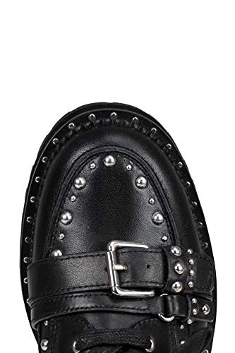 Liu Jo S68095 Pink 04 - Zapatillas de piel negra con hebillas y tachuelas y suela carmada – Talla del zapato 37, color negro