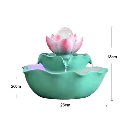 Living Equipment Resina Lotus Fuente de Escritorio Bola de Transferencia Circulación Agua Estanque de Peces Fuente de Escritorio Oficina en casa Regalo Tablero de Mesa FOU Feng Shui Adornos Decorac