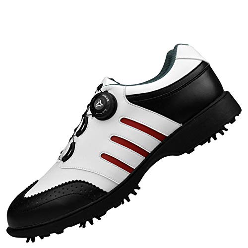 LIXIAOLAN Zapatos De Golf De Los Hombres Golf Ajustable/Retráctil Suave Acolchado Artístico Moderno del Estilo Elegante De La Primavera, Otoño, Invierno, Verano Blanco Y Negro,Blanco,41