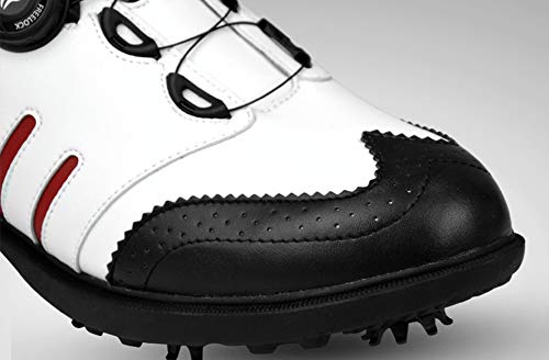 LIXIAOLAN Zapatos De Golf De Los Hombres Golf Ajustable/Retráctil Suave Acolchado Artístico Moderno del Estilo Elegante De La Primavera, Otoño, Invierno, Verano Blanco Y Negro,Blanco,41