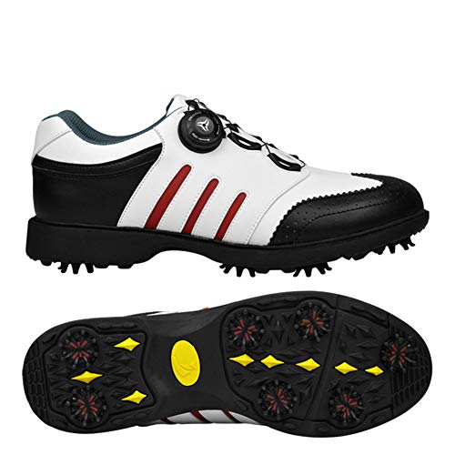LIXIAOLAN Zapatos De Golf De Los Hombres Golf Ajustable/Retráctil Suave Acolchado Artístico Moderno del Estilo Elegante De La Primavera, Otoño, Invierno, Verano Blanco Y Negro,Blanco,41