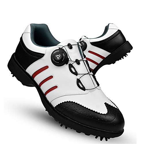 LIXIAOLAN Zapatos De Golf De Los Hombres Golf Ajustable/Retráctil Suave Acolchado Artístico Moderno del Estilo Elegante De La Primavera, Otoño, Invierno, Verano Blanco Y Negro,Blanco,41