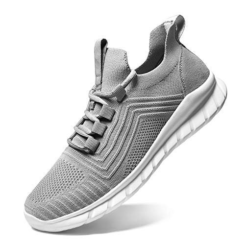 LK LEKUNI Zapatillas Running Hombre Mujer Zapatos Deporte para Correr Trail Fitness Sneakers Ligero Transpirable-Gris01-44