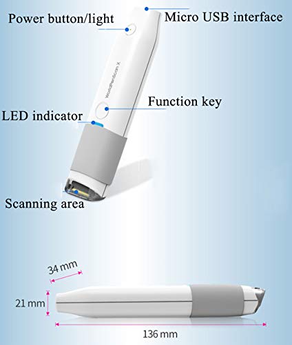 LLC-POWER WorldPenScanX – Pen Scanner y traductor, con conexión Bluetooth 4,0 para Windows/Mac/Android/iOS Smartphones y Tablets, Soporte para StarDict Dictionary