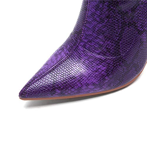 LLUVIAXHAN Botas Altas por Encima De La Rodilla,Botas Largas De Punta Estrecha De Piel De Serpiente Elástica para Mujer,Tacones Altos con Cremallera De Invierno para La Vida Diaria,Talla 34-45,A,41