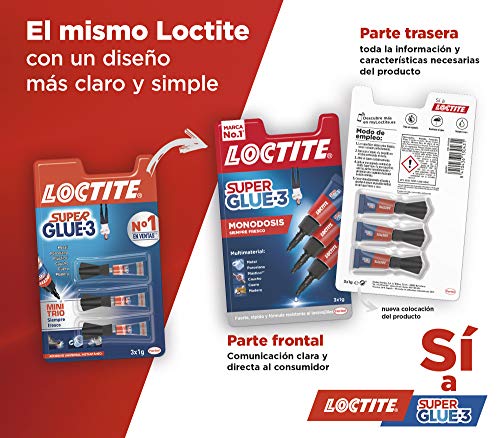 Loctite Super Glue-3 Original Mini Trio, pegamento universal con triple resistencia, adhesivo transparente, pegamento instantáneo y fuerza instantánea, 3x1 g