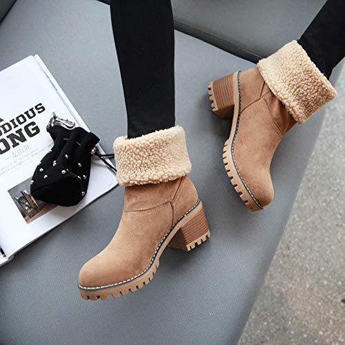 Logobeing Botas Mujer Invierno Botines Mujer Tacon Alto Plataforma Botas Mujer Cuñas Zapatos de Invierno Botas de Nieve Calzado Botas Cálidas Flock Altas(41,Marrón)