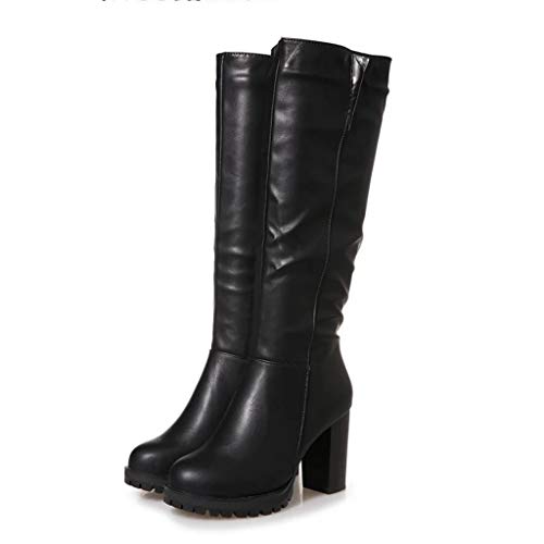 Logobeing Botas Mujer Rebajas, Zapatos de Tacón Alto de Mujer por Encima de La Rodilla Hebillas Botas de Cuero de Caballero de Tubo Largo Zapatillas (37, Negro)