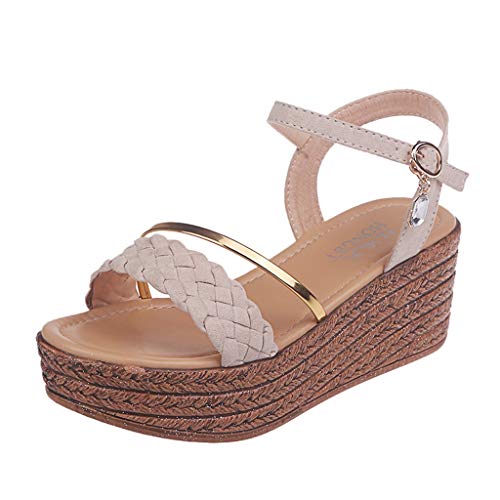 Logobeing Sandalias Plataforma Mujer Planas Bohemia Tacón Alto de Playa Peep Toe Cuñas De Fondo Grueso Tacon Zapatos de Baño Verano Fiesta Chanclas
