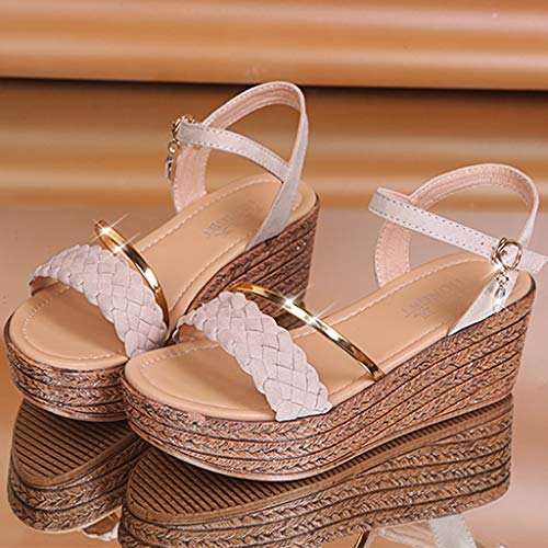 Logobeing Sandalias Plataforma Mujer Planas Bohemia Tacón Alto de Playa Peep Toe Cuñas De Fondo Grueso Tacon Zapatos de Baño Verano Fiesta Chanclas