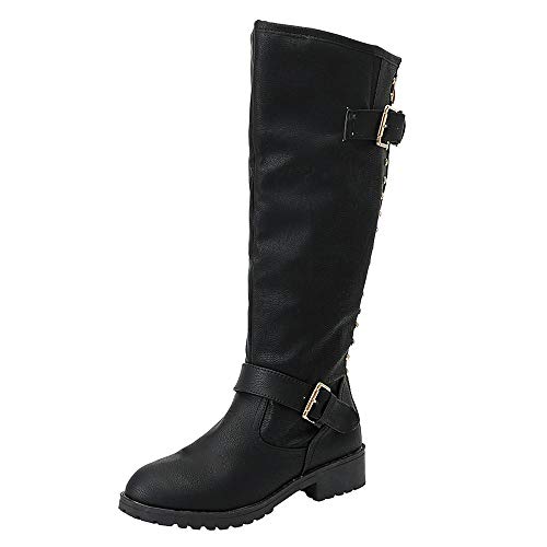 Logobeing Zapatos de Mujer Botines Botas Altas de Piel Romano de Mujer Botas Mujer Tacon Cordones Botas Largas Militar Tacones Mujer Calientes Seguridad Zapatillas(36,Negro)