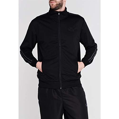 Lonsdale - Chaqueta deportiva casual con cierre de cremallera para hombre negro / carbón X-Large