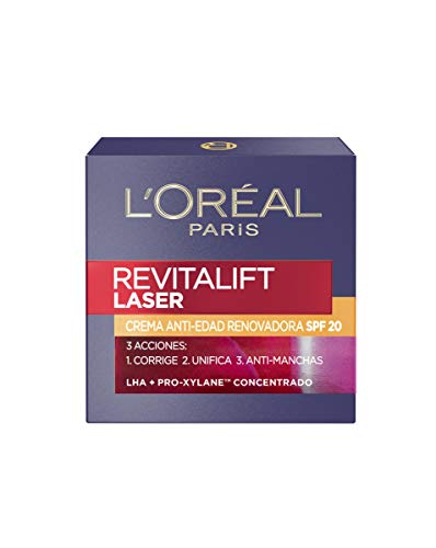 L'Oréal Paris Revitalift Láser Crema de Día Anti-Edad Triple Acción, Protección Solar SPF 20, 50 ml