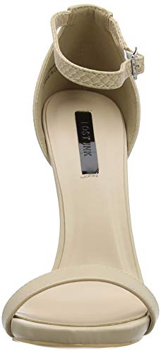 Lost Ink RAE Stiletto Barley There Heeled Sandal, Zapatos de tacón con Punta Abierta Mujer, Beige (Nude 0013), 39