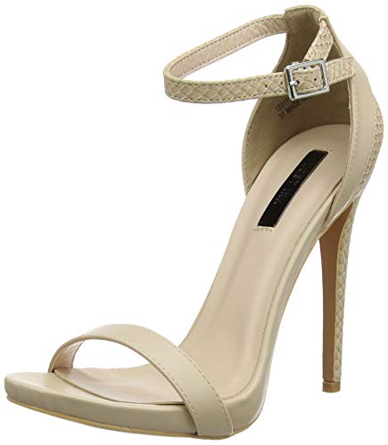 Lost Ink RAE Stiletto Barley There Heeled Sandal, Zapatos de tacón con Punta Abierta Mujer, Beige (Nude 0013), 39