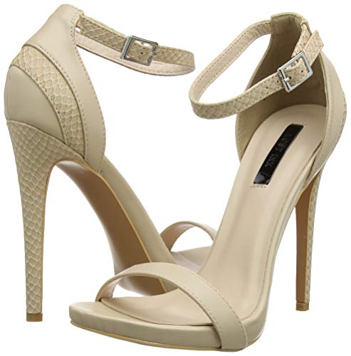 Lost Ink RAE Stiletto Barley There Heeled Sandal, Zapatos de tacón con Punta Abierta Mujer, Beige (Nude 0013), 39