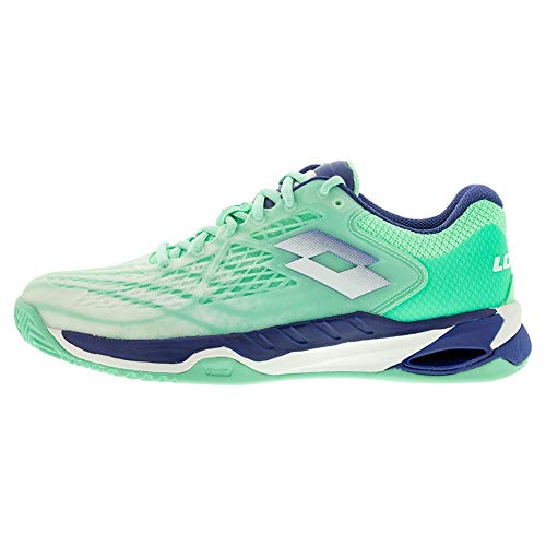 Lotto Mirage 100 Clay Damen Weiss (Numeric_40_Point_5), Zapatillas de Tenis Mujer, White Sodalite Blue Green, 40.5 EU