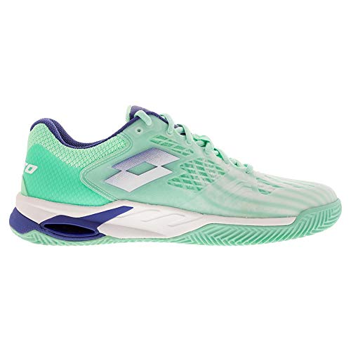 Lotto Mirage 100 Clay Damen Weiss (Numeric_40_Point_5), Zapatillas de Tenis Mujer, White Sodalite Blue Green, 40.5 EU
