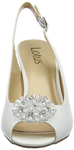 Lotus Elodie, Zapatos de tacón con Punta Abierta Mujer, Blanco (White WW), 40