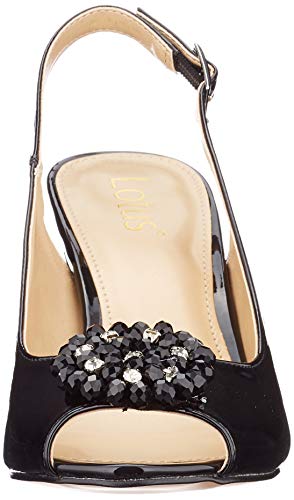 Lotus Elodie, Zapatos de tacón con Punta Abierta Mujer, Negro (Black BBK), 38 EU