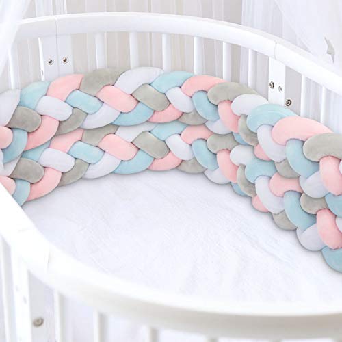 Luchild Trenza Protector de Cuna, 220cm Parachoques, Protector Cuna Chichonera para Proteger Bebe y Decorar la Cuna