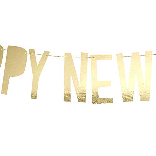 Luck and Luck Guirnalda de Oro de la Suerte «Happy New Year» con banderines de 2 m