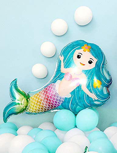 LUCK COLLECTION Mermaid Birthday Party Supplies Mermaid Foil Balloons Happy Birthday Banner Globos de látex para niñas Fiesta de cumpleaños Baby Shower Decoraciones de Despedida de Soltera
