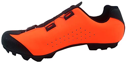 LUCK Zapatilla de Ciclismo MTB ÍCARO con Suela de Carbono y Sistema rotativo de precisión acompañada de un Velcro. (43 EU, Naranja)