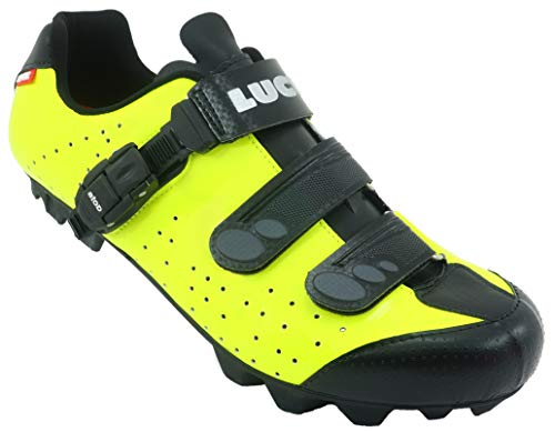 LUCK Zapatillas de Ciclismo MTB ODÍN con Suela de Carbono y Cierre milimétrico de precisión. (43 EU, Amarillo)