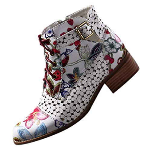 Luckycat Botines De Altos Tacón Mujer PU Piel con Plataforma Ante Forrados Cordones 6 Cm Estampado De Serpiente Zapatos Moda Otoño Invierno Comodos 35-43