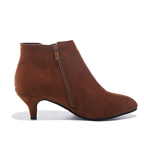 Luckycat Botines Militares Tacón Ancho Medio para Mujer Invierno Primavera 2019 Botines Mujer Tacon Medio Invierno Planos Tacon Ancho Piel Botas Botita Moda 4cm Casual Planas Zapatos Calzado 35-43