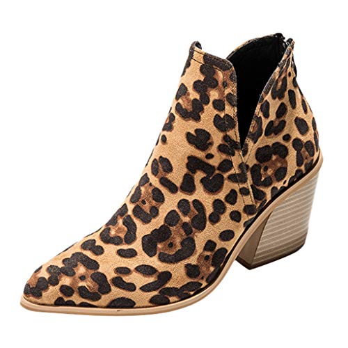 Luckycat Botines Mujer Tacon Cuero PU Tobillo Botas Piel Ankle Boots 8 Cm Cremallera Moda Comodos Verano Primavera 2019 Invierno Mujer Botines Tacon Alto Plataforma Zapatos Botas Martin