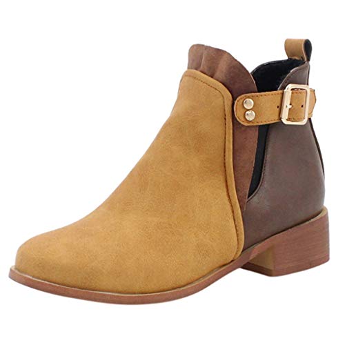 Luckycat Botines Mujer Tacón Medio, Chelsea Piel Elásticos 3.5 Cm Zapatos De Botas Comodos Fiesta Vintage Invierno Planos Tacon Ancho Piel Botas Botita Moda Casual Planas Zapatos Calzado