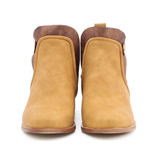 Luckycat Botines Mujer Tacón Medio, Chelsea Piel Elásticos 3.5 Cm Zapatos De Botas Comodos Fiesta Vintage Invierno Planos Tacon Ancho Piel Botas Botita Moda Casual Planas Zapatos Calzado