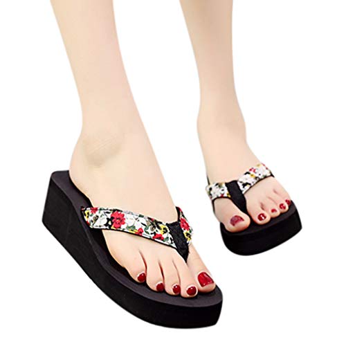 Luckycat Chanclas Zapatillas de Playa de tacón Alto Beach Sandalias de Mujer de Desgaste Exterior de Verano Sandalias Antideslizantes con Fondo Grueso Casual Zapatillas de casa